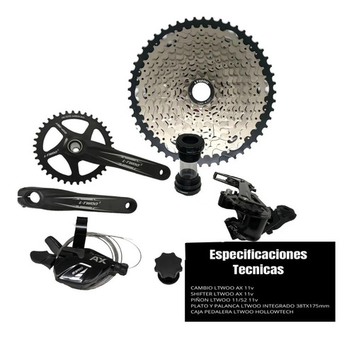 Grupo Ltwoo Transmisión Mtb 1x11 Compatible Shimano 11-52