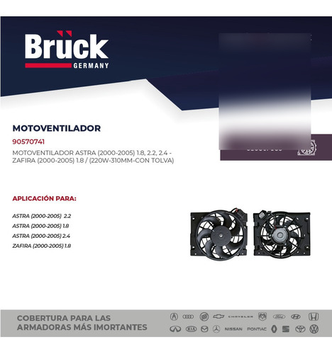 Motoventilador Astra 00-05 1.8, 2.2 Y 2.4 Lts Bruck Germany