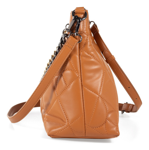 Bolsa Hobo Cloe Para Mujer Acolchado En Forma De Rombos Color Marrón claro
