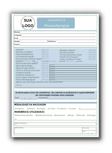 Ficha Anamnese para Fisioterapia (Arquivo Digital)