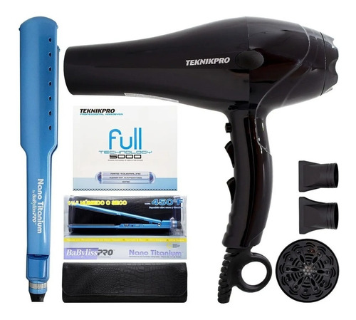 Combo Planchita Babyliss 2073 Estuche + Secador Teknikpro 