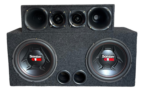 Caixa Trio Som Automotivo Completa Sub One + 2 Corneta 2 Twe