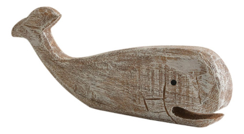 Escultura De Ballena De Madera Tallada, Adorno De