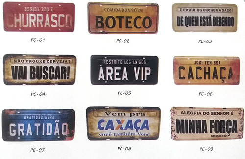 Imagem 3 de 10 de 4 Placas Decorativas Tipo Placa De Carro Frases Area Lazer