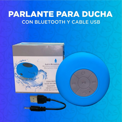 Imagen 4 de 10 de Parlante Portátil Para Ducha Bluetooth Resistente Agua Usb