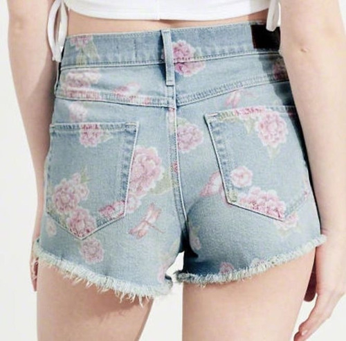 Short Jeans Hollister Feminino Estampado Florido Importado .