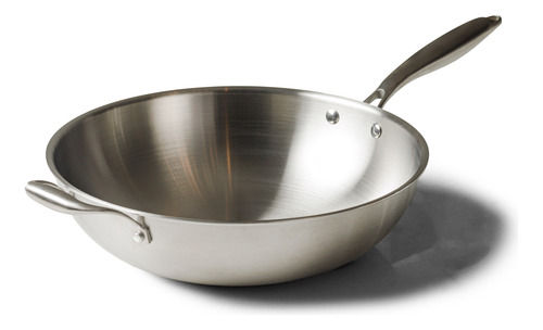 Wok Inox Corpo Triplo 34cm + Tampa De Presente
