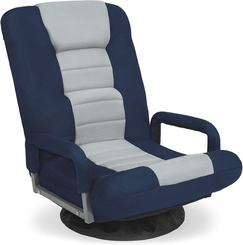 Sillon Gamer Giratorio Para Piso  - Azul Oscuro Gris