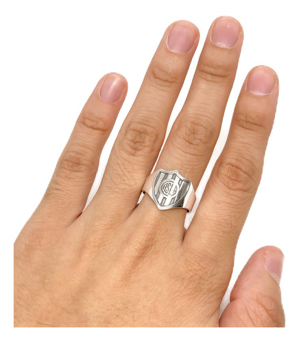 Anillo Escudo Equipo FĂștbol Argentina San Lorenzo De Almagro B - Mediano Plata 925
