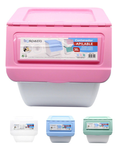 2 Caja Contenedor Apilable Multiusos Hecho En España 36l
