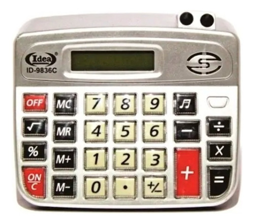 Calculadora De Mesa Grande Eletrônica Id-9836 C/8 Digitos Cor Prata