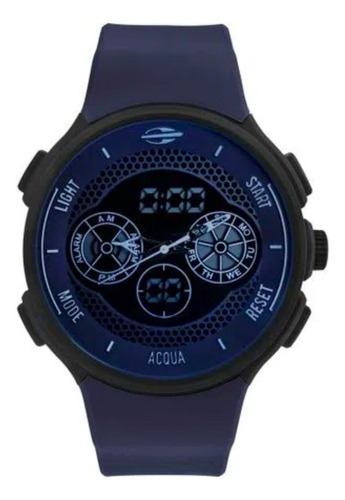 Relógio Mormaii Masculino Action Preto - Mo1608b/8c Cor da correia Azul Cor do bisel Azul Cor do fundo Azul