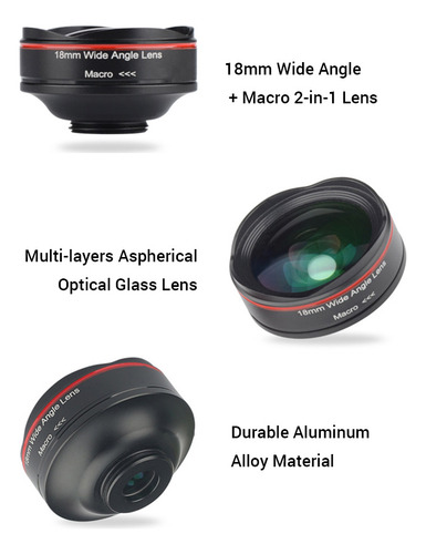 Lente De Cámara Gran Angular Ultra 5k Smartphone Hd 128° .