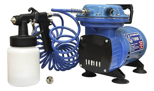 Compressor De Ar Direto Mini Elétrico Portátil Bivolt 110v/220v Turbo 3 Completo Com Pistola De Pintura E Mangueira 5 Metros Wwsoldas