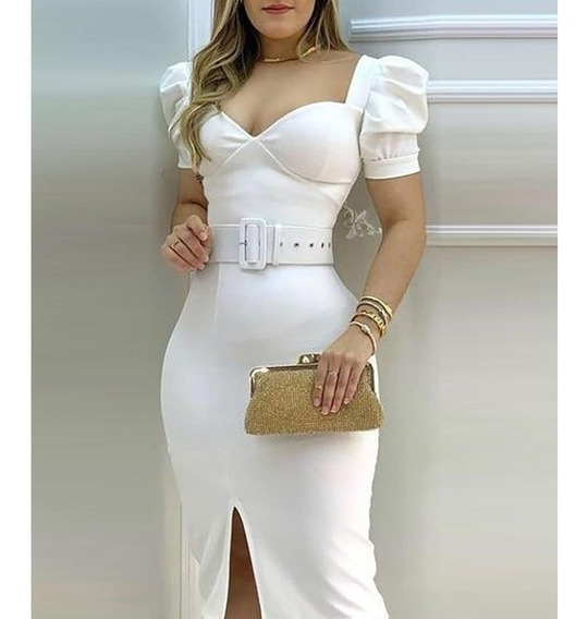 Vestido De Cuerpo Con Cinturón Cuello Cuadrado De Moda | Cuotas interés