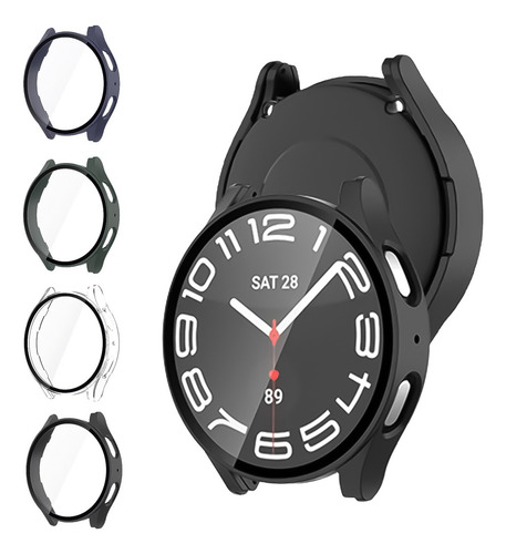 Correa De Eslabones + Funda Con Cristal Para Galaxy Watch 7 Negro/negro 44mm 2 Cm