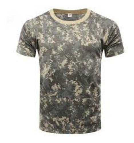 Polera Algodon Manga Corta Camuflaje Pixelada 