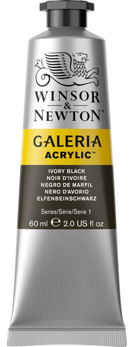 Tinta Acrílica Winsor & Newton Galeria 60ml Ivory Black Cor Preto