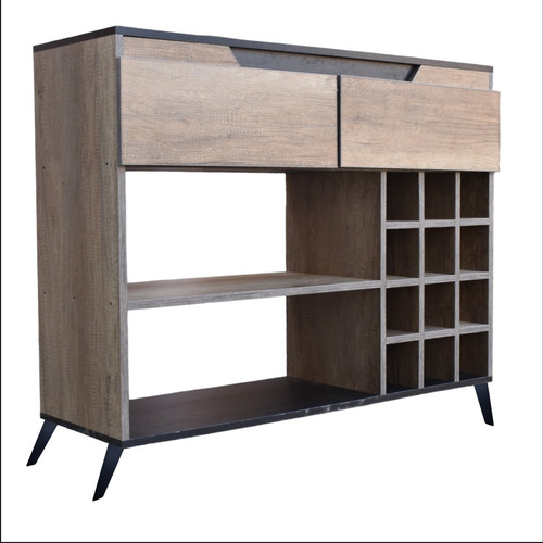Mueble Credenza Bufetera Hogare Recibidor Porto Fino Sala Color Rustik Wood/negro