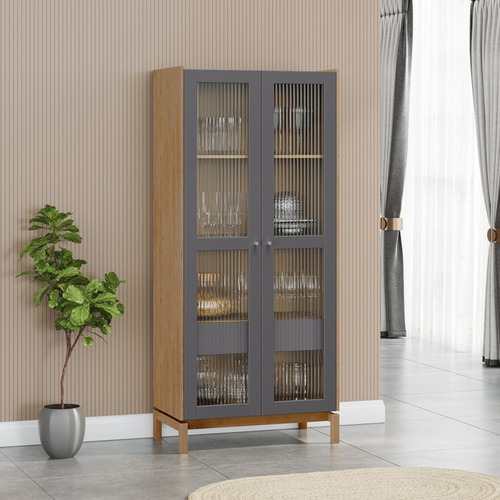 Cristaleira 2p 1g Vidro Canelado 180x80 Cm 2157 Tauari Concr