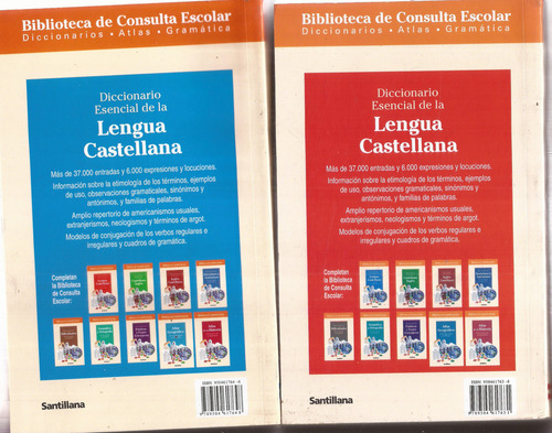 Diccionario Esencial Lengua Castellana 2 Tomos Santillana