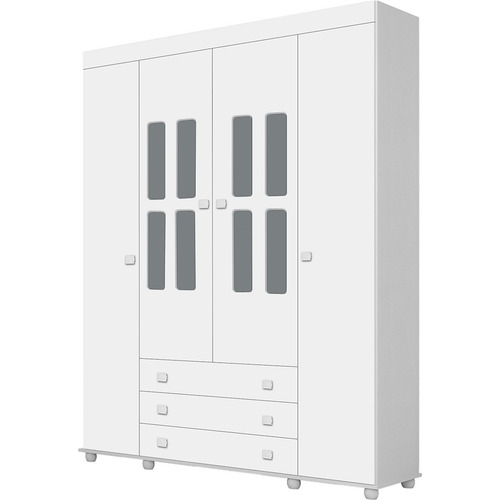 Guarda-roupa Planet Baby Arco-íris - Branco - 225x158x50cm