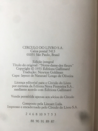 Nossa Senhora Das Flores- Jean Genet (Usado)