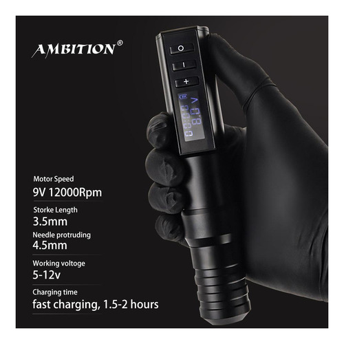 Máquina de batería integrada Ambition Tattoo Pen de 1200 rpm y 8 h