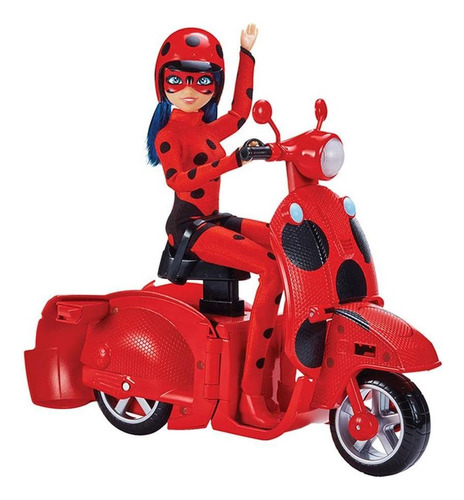 Set Muñeca Bandai Ladybug Con Scooter Transformable