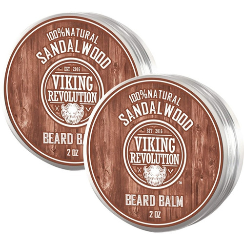 Viking Revolution Bálsamo Para Barba Con Aroma 2 Pack Fragancia sándalo y aceites de argán y jojoba