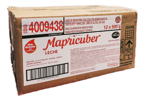 Chocolate Mapricuber C/leche Caja X 6 Kgs ( 12 Uni X 500grs)