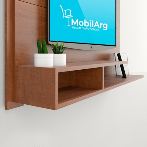 Rack Panel Mueble Tv Lcd Led Colgante Con Soporte Fijo Color Caoba