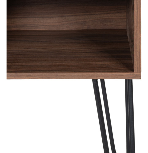 Buro Para Recamara Mesa De Noche Minimalista Acabado Mate Color Toscana / Negro