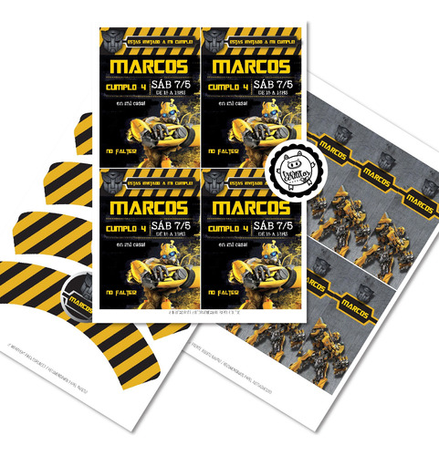 Kit Imprimible Textos Editable Bumblebee Transformers!