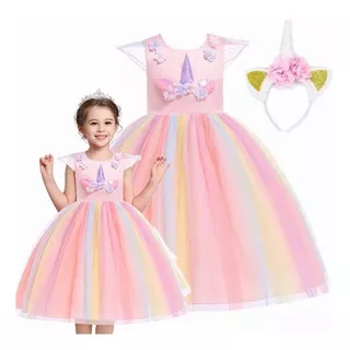 Vestido Unicornio De Lentejuelas, Vestido Tutú Diadema Niñas