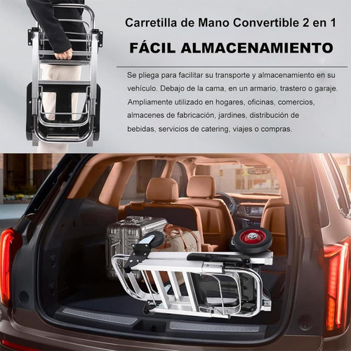 Carro Plegable Convertible 3 En 1 Con Capacidad 150kg