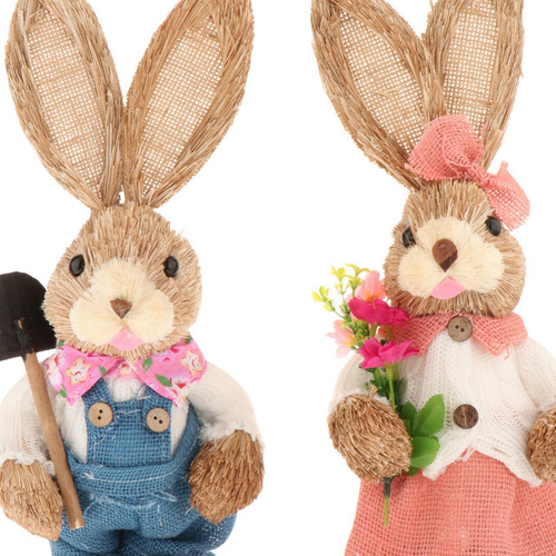 2x Estatuilla De Conejo De Primavera, Adornos De Estilo C