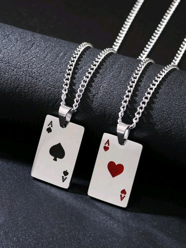 Dúo De Collares De Póker, As Corazón Y Picas. San Valentín