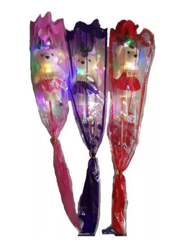 Rosas Artificiales Para Regalo Con Osito Y Luces