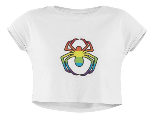 Playera Crop Top Lgbt Pride Spiderman Logo Amor Orgullo