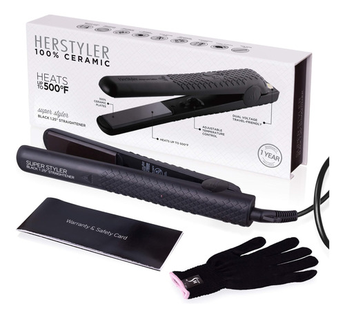 Plancha Alisadora De Cerámica Herstyler Superstyler Onyx, Pe