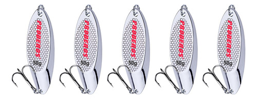 5 Uds Cucharas De Pesca De Metal De Fundición Plata 50g