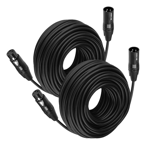 Cables Mikiz Xlr De 50 Pies, 2 Paquetes De Micrófonos Balanc