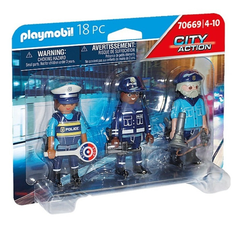 Bloques Para Armar Playmobil Set Figuras Policía 18 Piezas