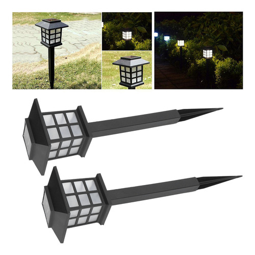 W Juego 2 Luces Led Solares Para Césped Impermeables