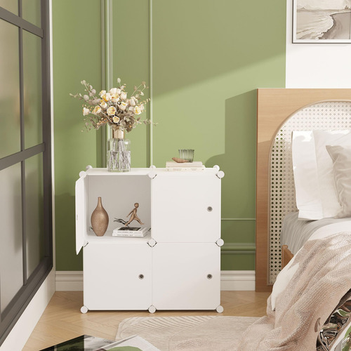 Organizador Modular De Plástico Con 4 Cubos Y Puertas