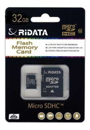 Memoria Micro Sd 32gb Clase 10 Hd Con Adaptador Ridata