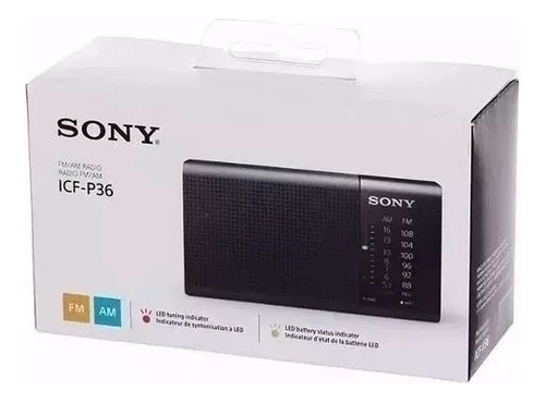 Rádio Am Sony Icf-p36 Icf-p36 Analógico Portátil Cor Preto Preto