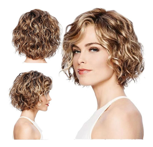 Cabello Rubio Rizado Corto Ondulado Castaño Dorado, Cabello