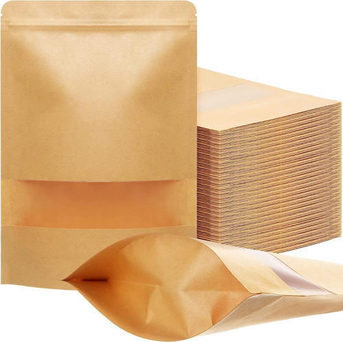 Bolsas Ziploc Papel Kraft Con Visor Pack 50 Un 10x15cm